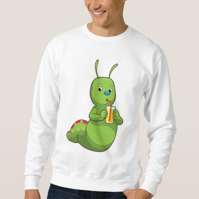 Raupe mit Orangensaftglas Sweatshirt (Vorderseite)