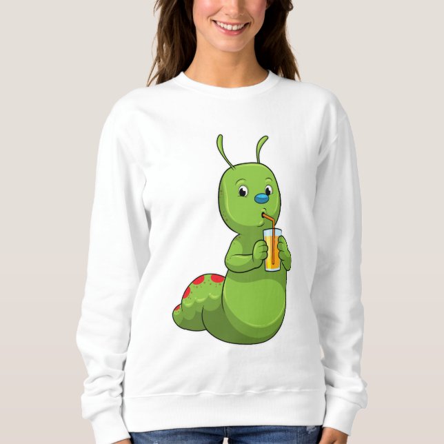 Raupe mit Orangensaftglas Sweatshirt (Vorderseite)