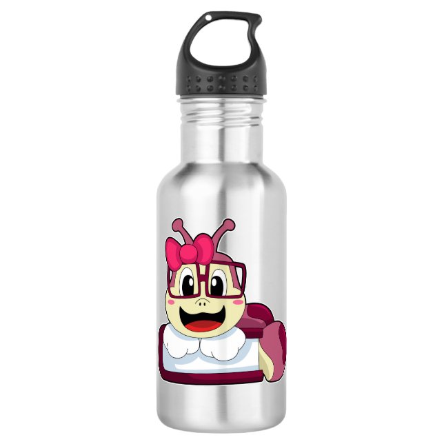 Raupe mit Ribbon Edelstahlflasche (Vorderseite)