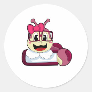 Raupe mit Ribbon Runder Aufkleber