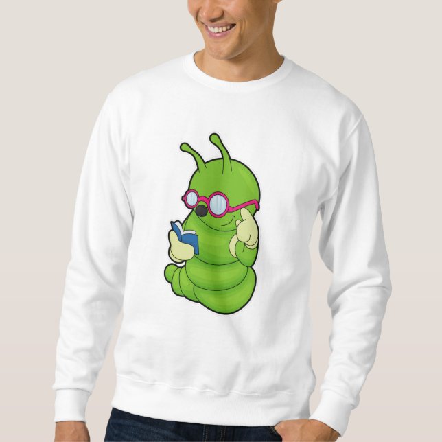 Raupe mit Sonnenbrille & Book Sweatshirt (Vorderseite)