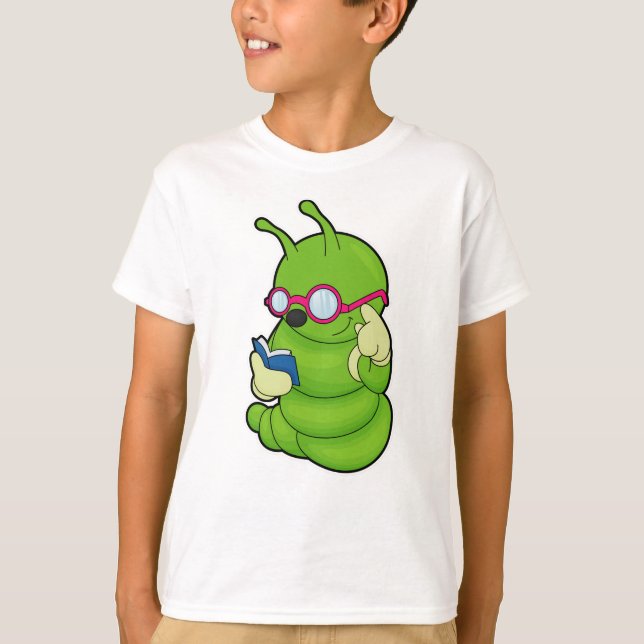 Raupe mit Sonnenbrille & Book T-Shirt (Vorderseite)