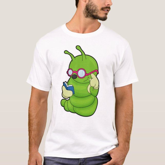 Raupe mit Sonnenbrille & Book T-Shirt (Vorderseite)