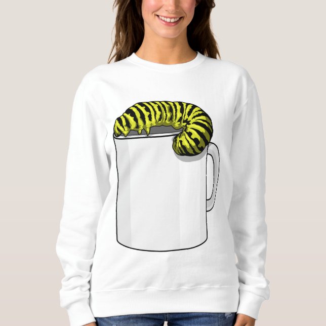 Raupe mit Tasse Sweatshirt (Vorderseite)
