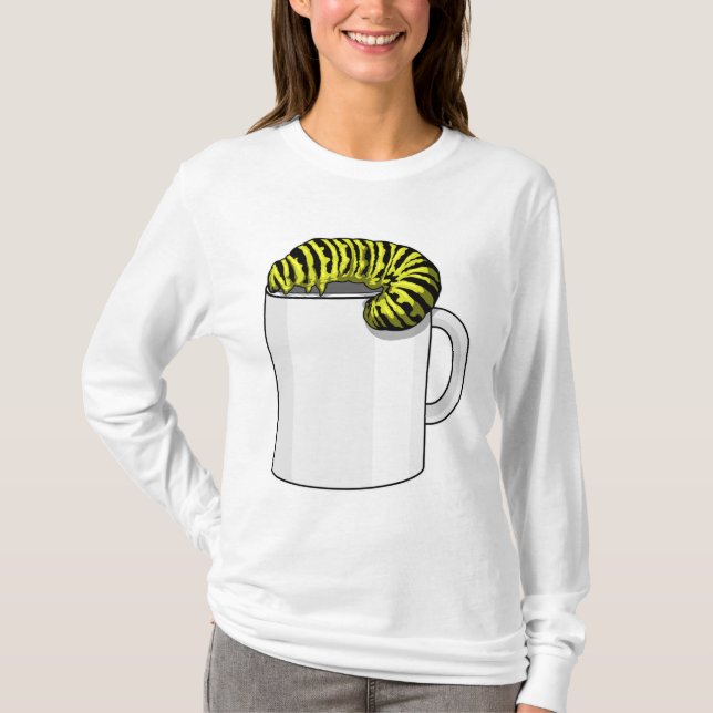 Raupe mit Tasse T-Shirt (Vorderseite)