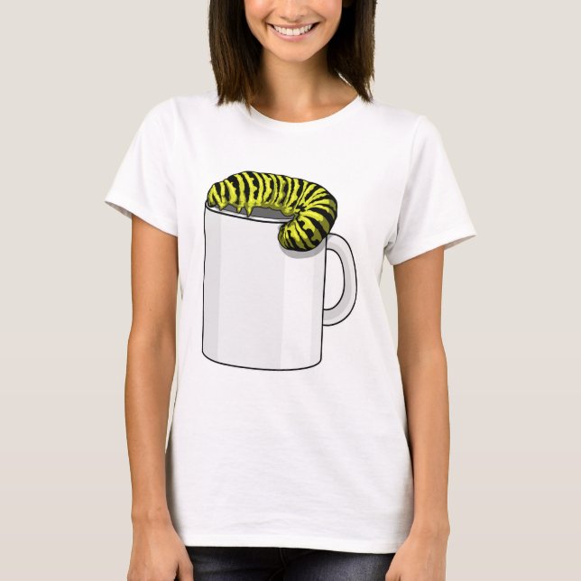 Raupe mit Tasse T-Shirt (Vorderseite)