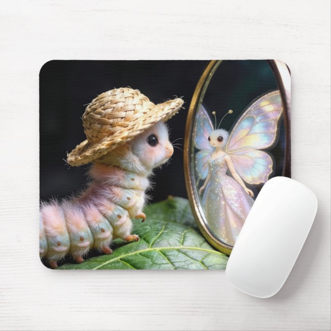Raupe mit verschwommenem Blick auf einen Feenfalte Mousepad (Mit Mouse)