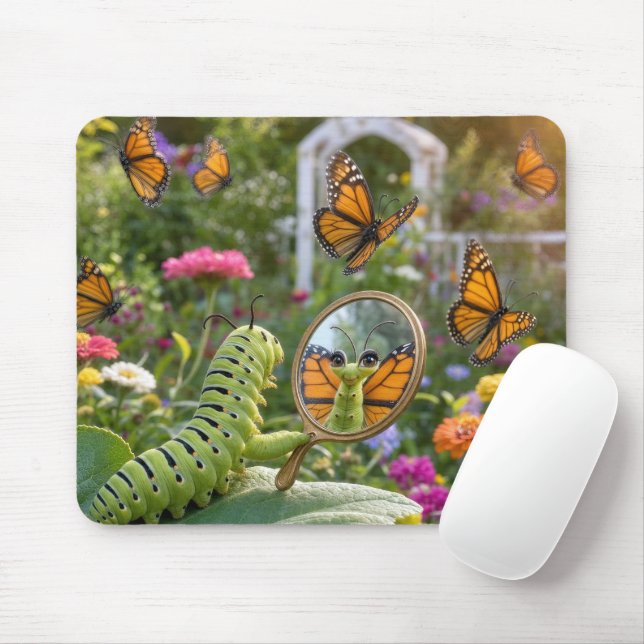 Raupe träumt davon, ein Schmetterling zu sein Mousepad (Mit Mouse)
