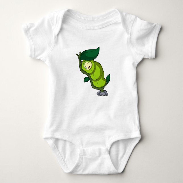 Raupe zum Schlafen mit Leaf Baby Strampler (Vorderseite)
