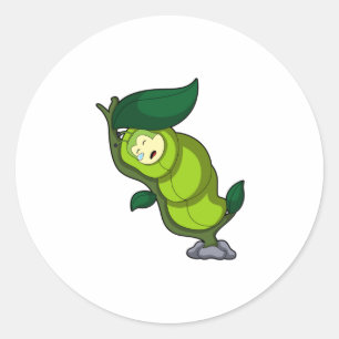 Raupe zum Schlafen mit Leaf Runder Aufkleber