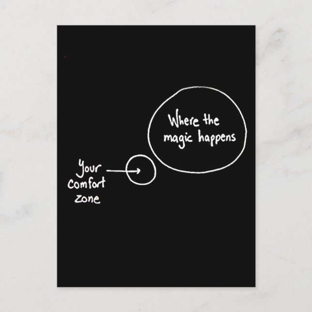 Raus aus der Komfort-Zone Postkarte (Vorderseite)