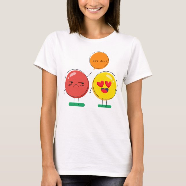 Raus aus Funny Emoji T-Shirt (Vorderseite)