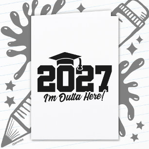Raus hier Abitur-Zitat Abschlussklasse 2027 Karte