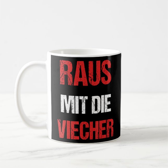Raus Mit Die Viecher Sprichwort Knight Parody Meme Kaffeetasse (Links)