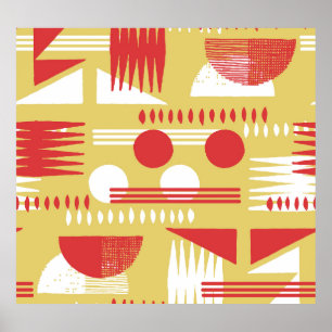 Rauschfreie Geometrie: Gelb-rot Vintag. Poster