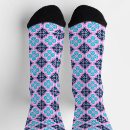 Raute Blau und Rosa Socken