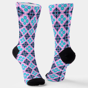 Raute Blau und Rosa Socken