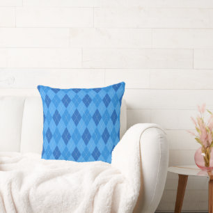 Raute Blaue Diamanten mit dünner gepunkteter Linie Kissen