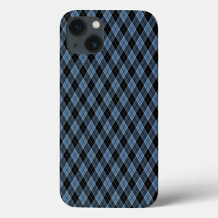 Raute Blaue Schwarz-weiße Streifen Diamantmuster iPhone 13 Hülle