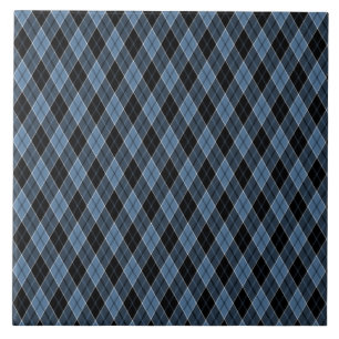Raute Blaue Schwarz-weiße Streifen Diamantmuster Fliese