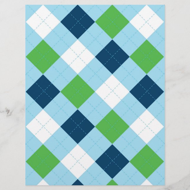 Raute Blue Green Baby Scrapbook Paper (Vorderseite)