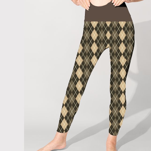 Raute Braun Schwarzes Muster Elegant Hübsch Leggings (Von Creator hochgeladen)