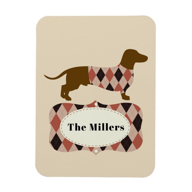 Raute Dackel Magnet (Vertikal)