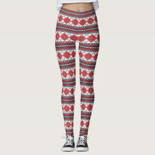 Raute der Nordischen Messe Rot und Weiß Leggings
