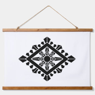 Raute Dharma-Chakra Wandteppich Mit Holzrahmen