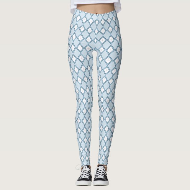 Raute/Diamantblauer Leggings (Vorderseite)