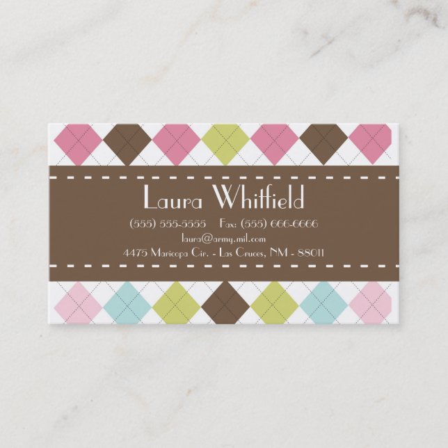 Raute Diamond Stitch Sweater Business Card Visitenkarte (Vorderseite)