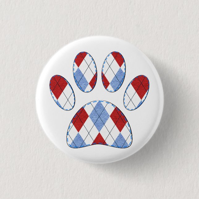 Raute Dog Paw Print Button (Vorderseite)