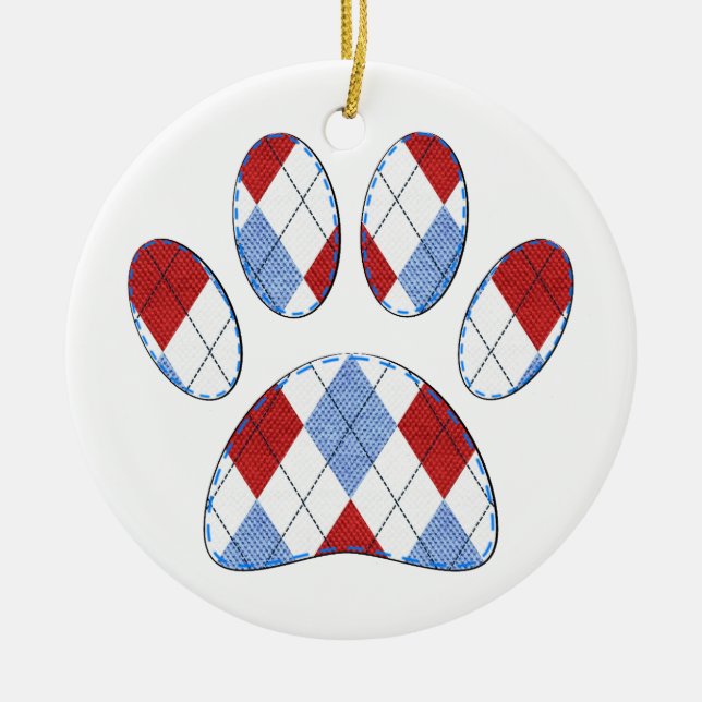 Raute Dog Paw Print Keramik Ornament (Vorne)