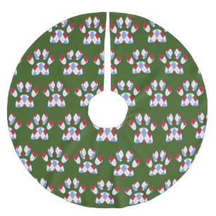 Raute Dog Paw Print Polyester Weihnachtsbaumdecke
