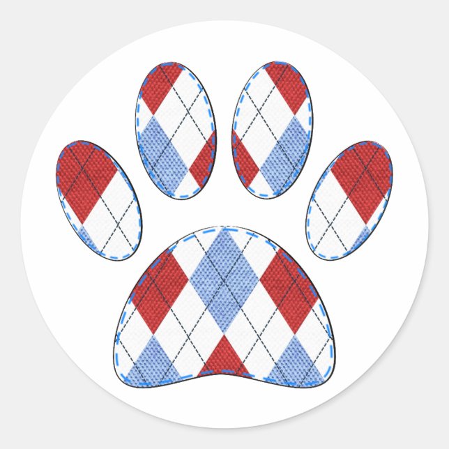 Raute Dog Paw Print Runder Aufkleber (Vorderseite)