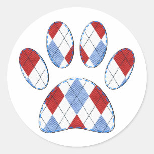 Raute Dog Paw Print Runder Aufkleber