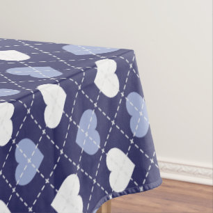 Raute für blaues und weißes Herz Tischdecke