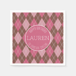 Raute Golf Muster - Rosa / Braun Eleganter Golfer Serviette