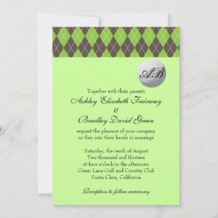 Raute Golfball Golfing Green Monogram Wedding Einladung