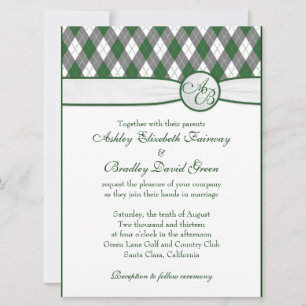 Raute Golfball Golfing Green Monogram Wedding Einladung