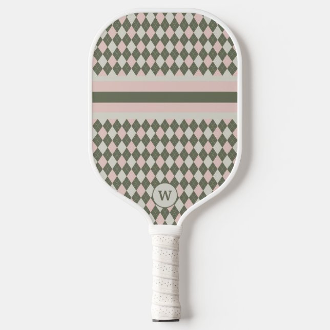 Raute Grün und Rosa Pickleball Schläger (Vorderseite)