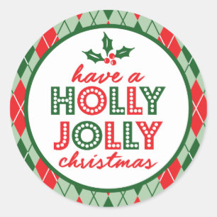 Raute haben ein Heiligabend (grün / rot) Runder Aufkleber