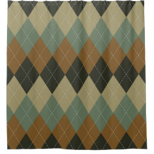 Raute Herbst: Braungrün-Rhombus-Chic Duschvorhang