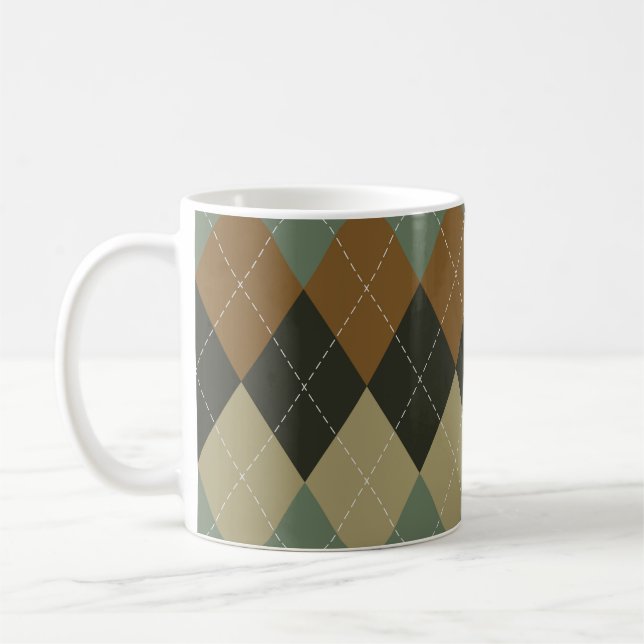 Raute Herbst: Braungrün-Rhombus-Chic Kaffeetasse (Links)