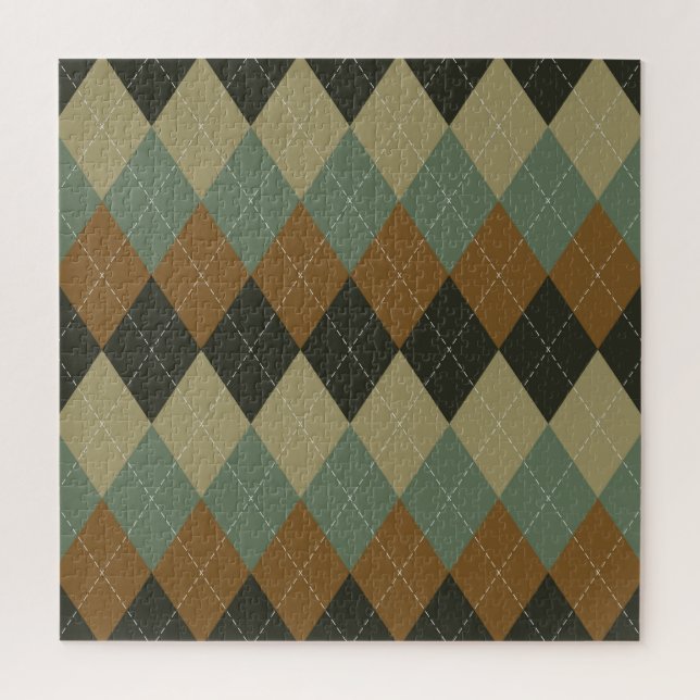 Raute Herbst: Braungrün-Rhombus-Chic Puzzle (Vertikal)