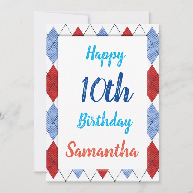 Raute in Rot und Blau Karte (Vorderseite)