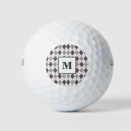 Raute Kariert Red Grau Silver Golf Custom Monogram Golfball