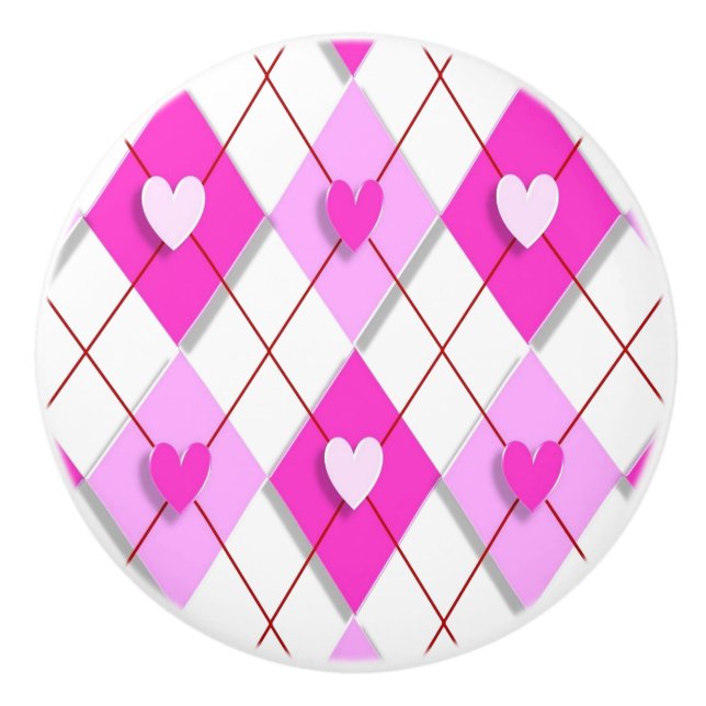 Raute lila Hearts Keramikknauf (Vorderseite)