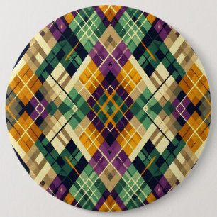 Raute Mardi Gras lila grün Button