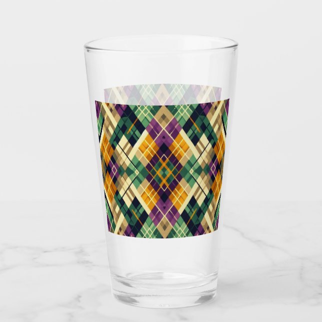 Raute Mardi Gras lila grün Glas (Vorderseite)